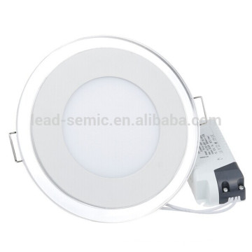 Luz de painel led dimmable redonda redonda com tampa de vidro